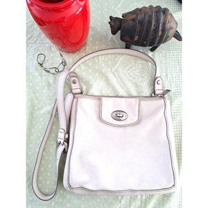 Vintage Fossil Off White Genuine Leather Marlow Crossbody Bag Purse Medium